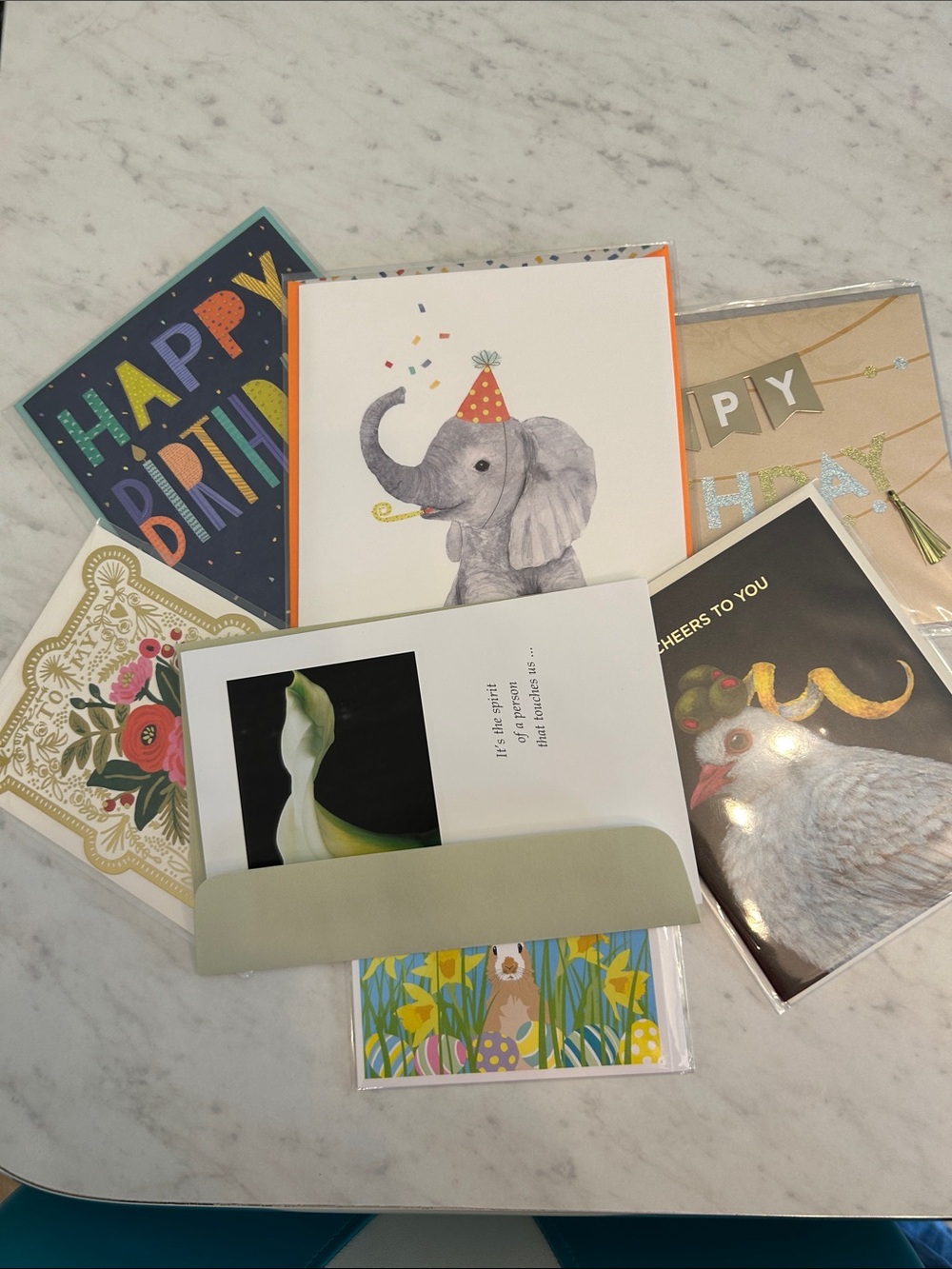 Papyrus Birthday Card Set - Gray Elephant & Multicolor Designs
